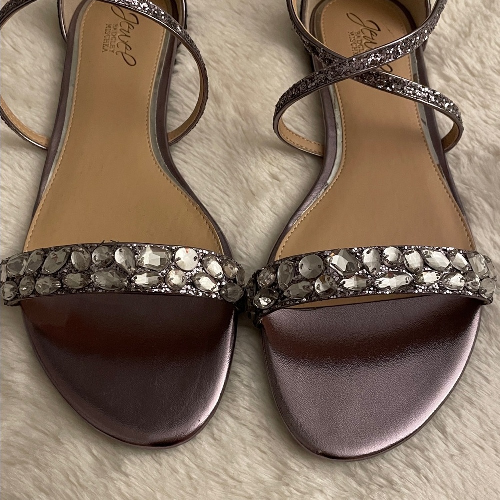 Jewel Badgley Mischka Osome Glitter Sandal Size 10 - Picture 8 of 13